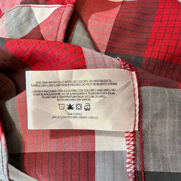 Orvis Plaid Shirt Mens Large Red Gray‎ Plaid Short Sleeve Button Down Outdoor - Picture 3 of 8